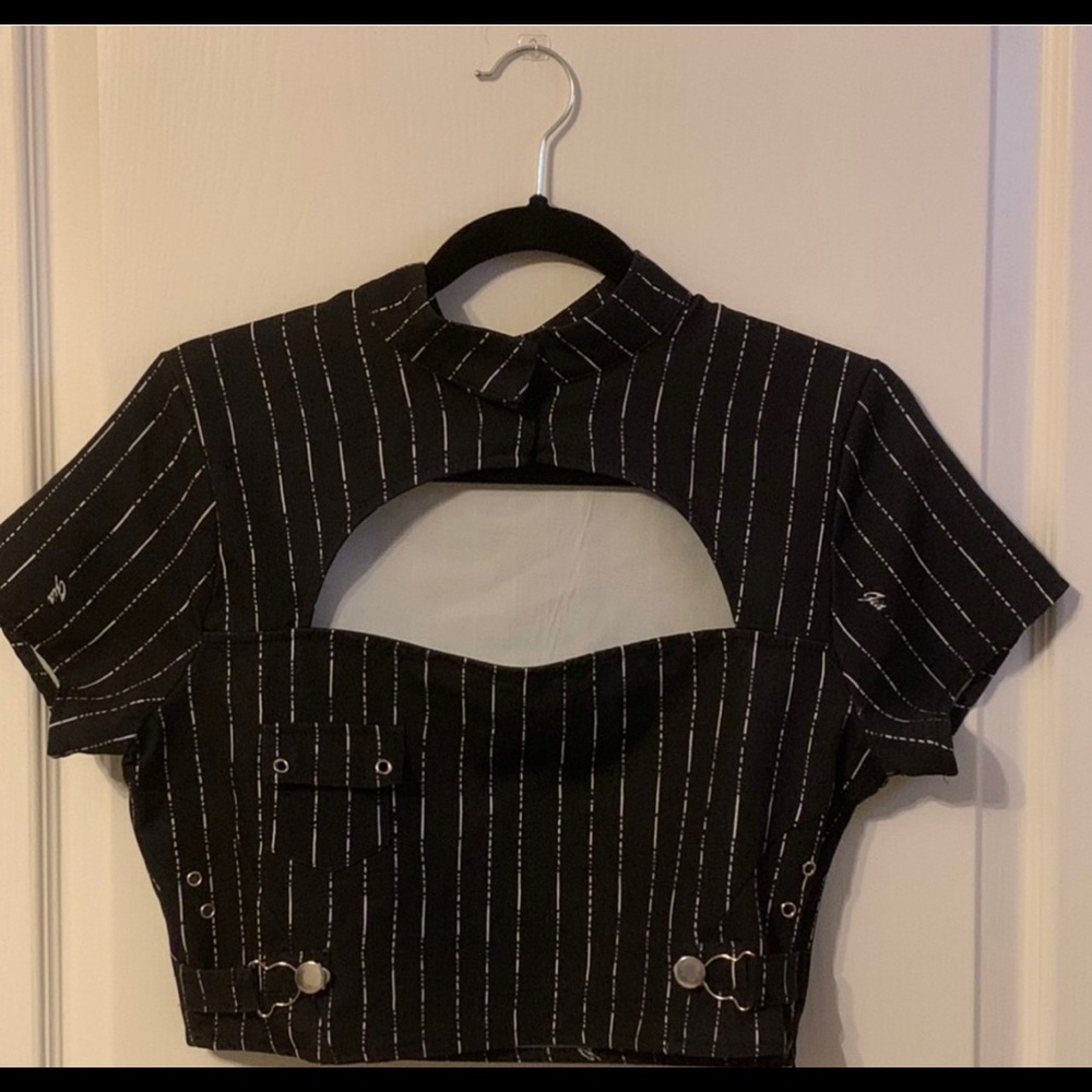I AM GIA fran pinstripe top